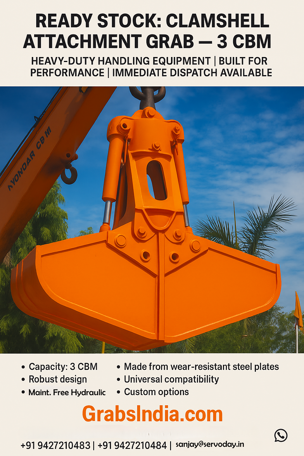 Clamshell Attachment Grab – 3 CBM ready1